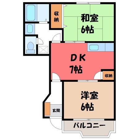 西川田駅 徒歩15分 1階の物件間取画像